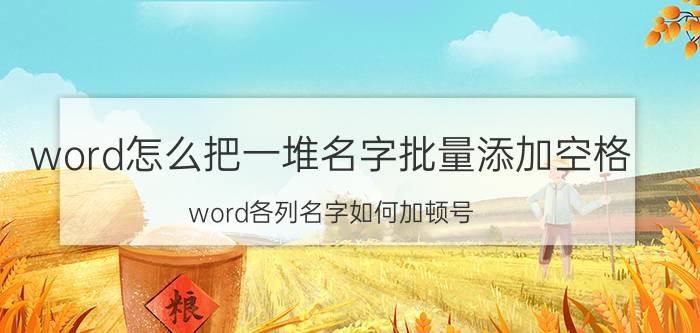 word怎么把一堆名字批量添加空格 word各列名字如何加顿号？